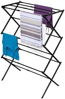 Three tier expandable black metal drying rack