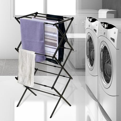 Three tier expandable black metal drying rack — photo 5