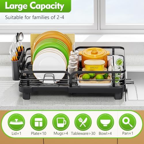 Black extendable kitchen dish drying rack — photo 5