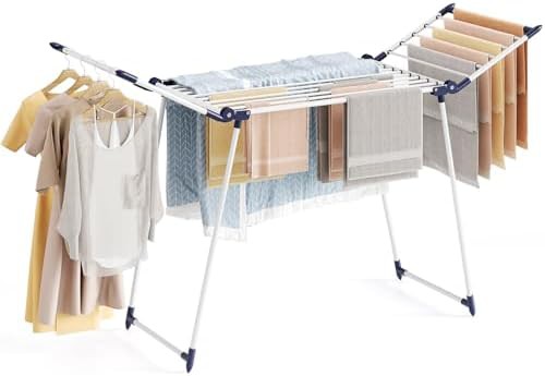 Large white gullwing laundry drying rack