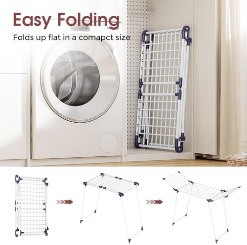 Large white gullwing laundry drying rack — photo 4