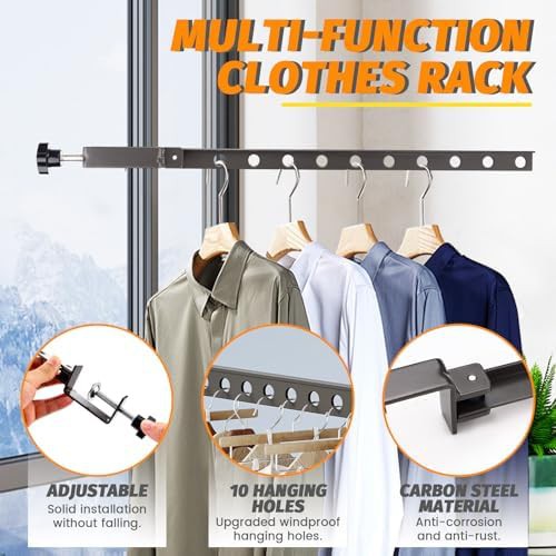 Clamp on steel wall mounted laundry rack — photo 3
