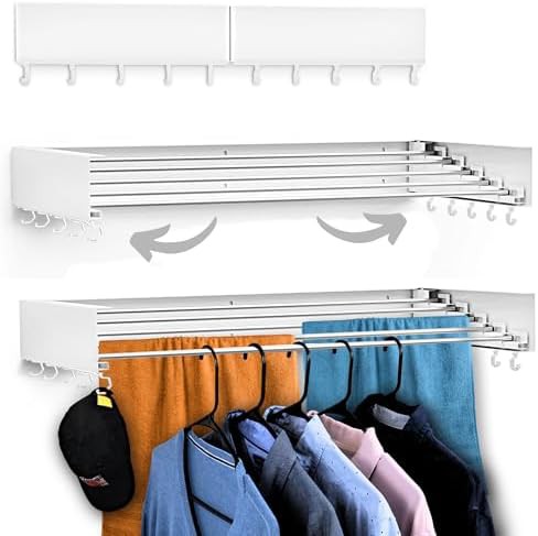 White aluminum wall mounted folding rack