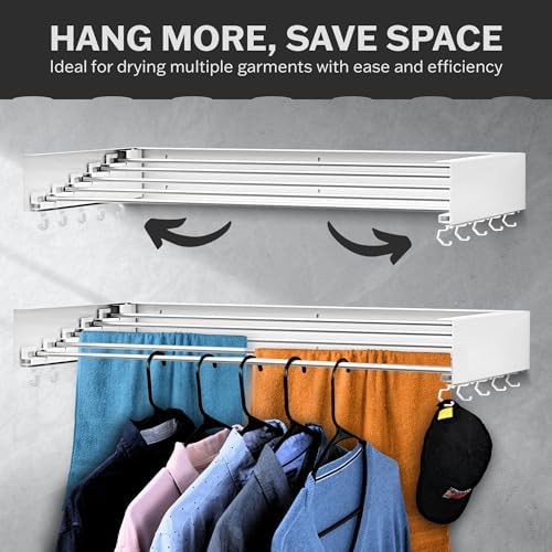 White aluminum wall mounted folding rack — photo 4