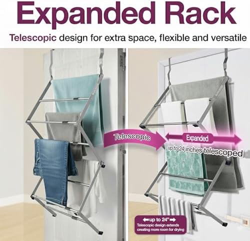 Silver over the door telescopic rack — photo 4