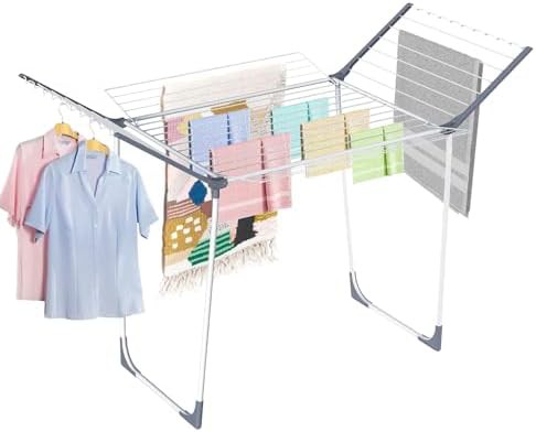 Foldable gullwing clothes drying rack
