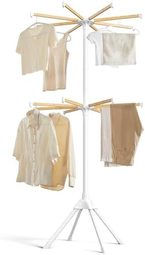 Two tier steel and bamboo dryer