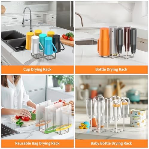 Silver stainless baby bottle drying rack — photo 3
