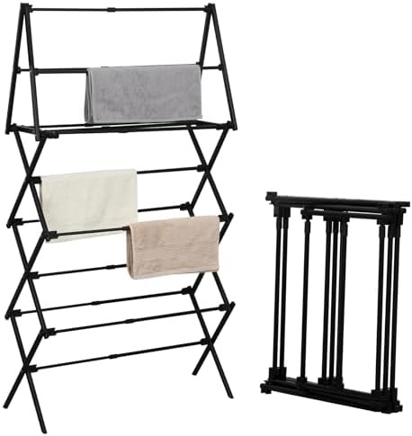 Black four tier expandable metal rack