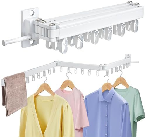 Wall mounted tri fold laundry rack