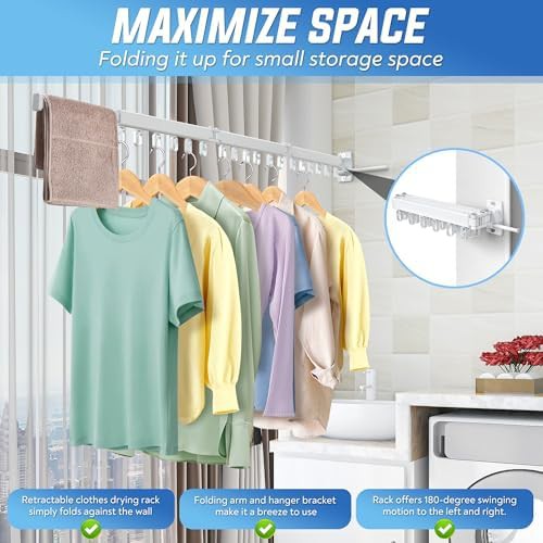 Wall mounted tri fold laundry rack — photo 3