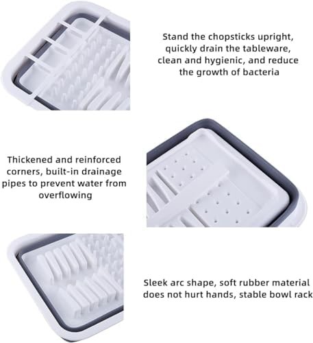 Grey portable countertop dish drainer — photo 3