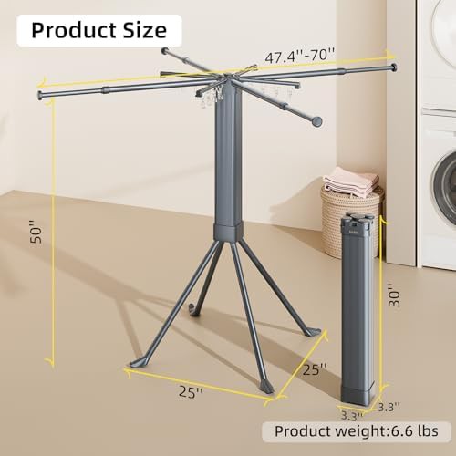 Extending foldable laundry rack with clips — photo 5