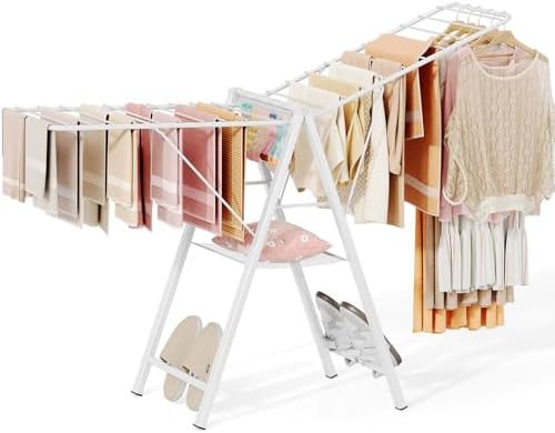 White height adjustable foldable apartment rack