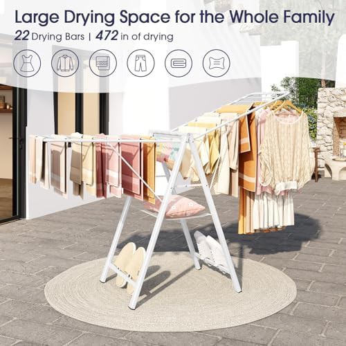 White height adjustable foldable apartment rack — photo 3