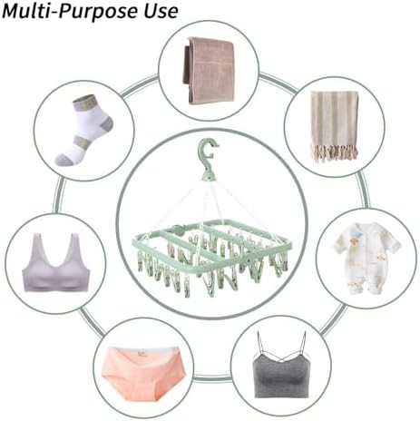 Light green foldable rack with 32 clips — photo 3