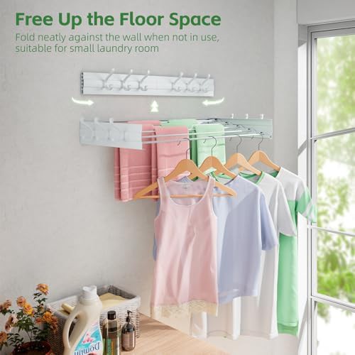 Aluminum foldable wall mounted rack with hooks — photo 3