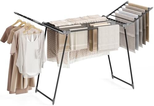 Large black gullwing laundry drying rack