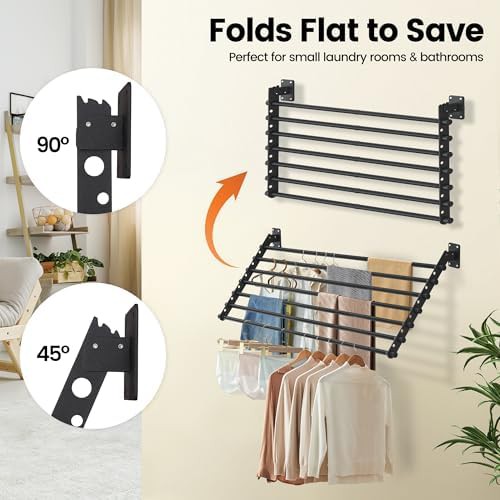 Compact 28 inch wall mounted drying rack — photo 2