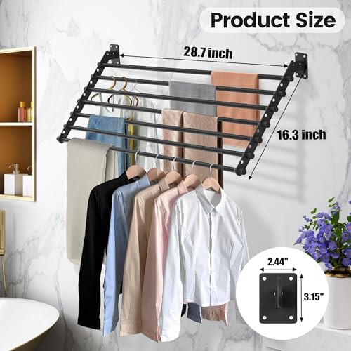 Compact 28 inch wall mounted drying rack — photo 4