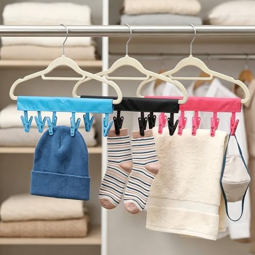 Mini travel hangers with six clips three pack — photo 3