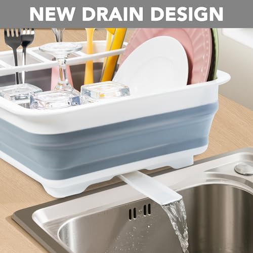 Blue collapsible travel dish drainer — photo 3