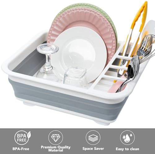 Blue collapsible travel dish drainer — photo 4