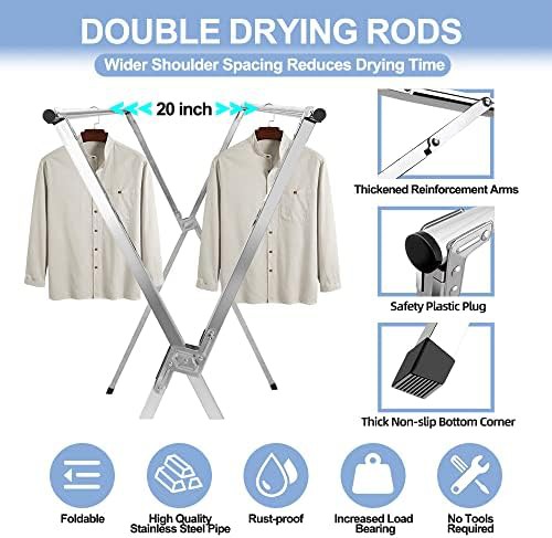 Large stainless steel adjustable laundry rack — photo 3