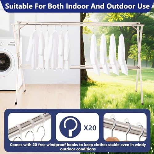 Large foldable stainless steel clothes airer — photo 4
