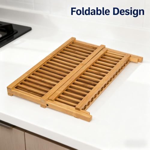 Two tier foldable bamboo dish rack — photo 4