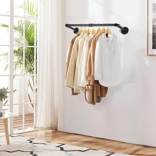Black steel wall mount clothing rack 36 x 11 in — photo 4