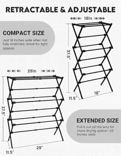 Black three tier metal folding clothes dryer — photo 4