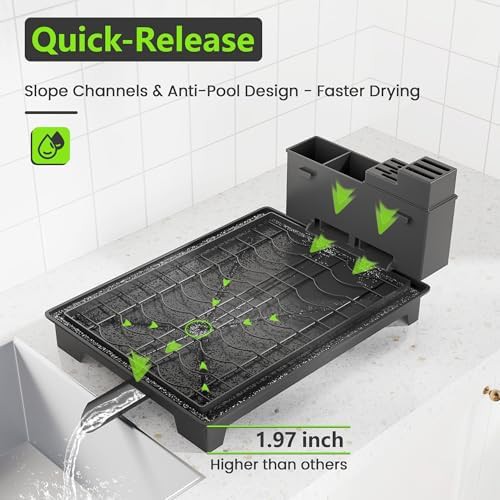 Black stainless steel two tier dish rack — photo 3