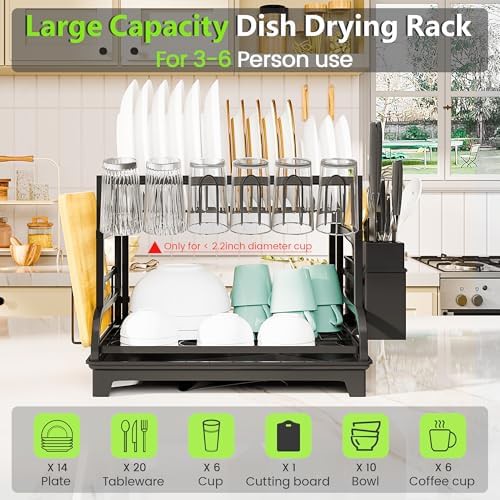 Black stainless steel two tier dish rack — photo 4