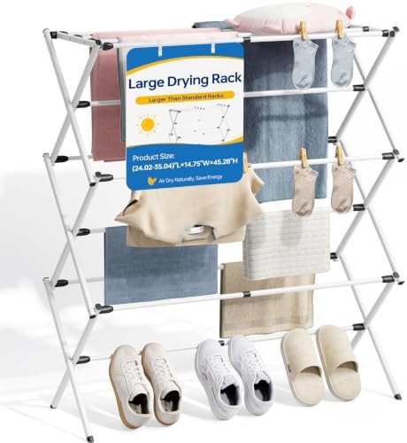 Oversized white freestanding foldable rack