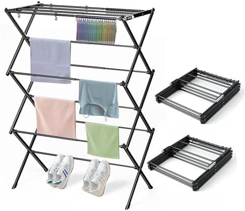 Black heavy duty foldable drying racks