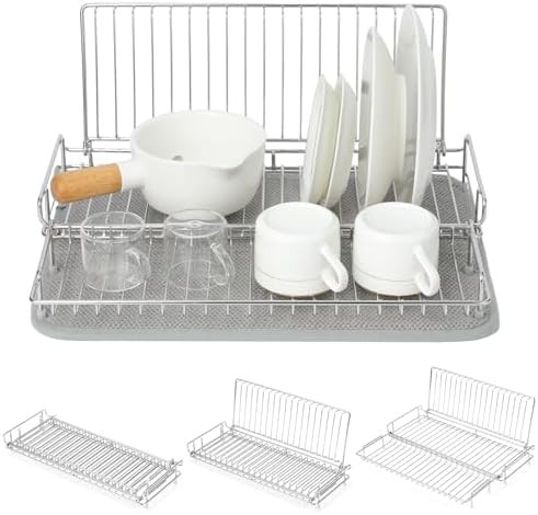 Collapsible kitchen counter dish rack