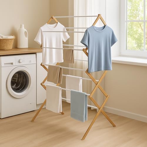 Three tier bamboo collapsible clothes dryer — photo 5