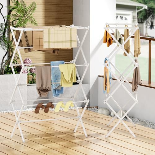 White three tier foldable floor rack — photo 4
