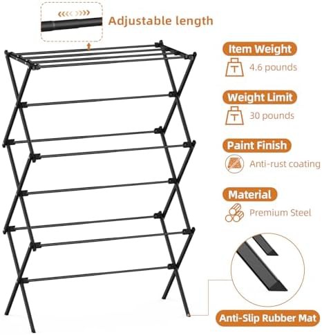 Black three tier foldable floor rack — photo 3