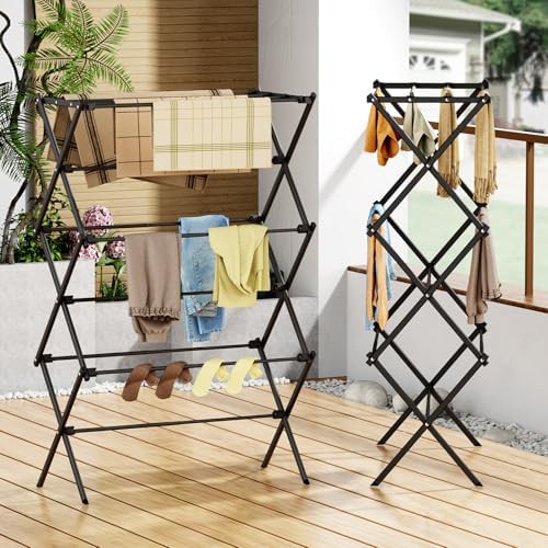 Black three tier foldable floor rack — photo 4
