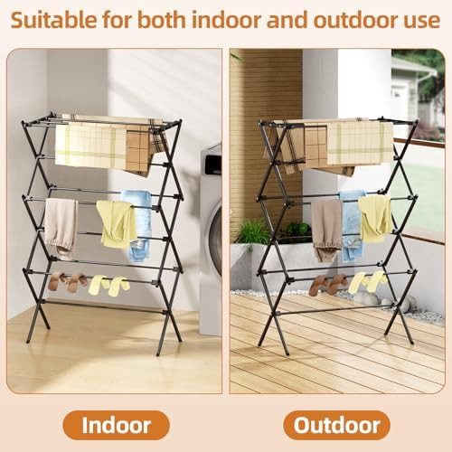 Black three tier foldable floor rack — photo 5