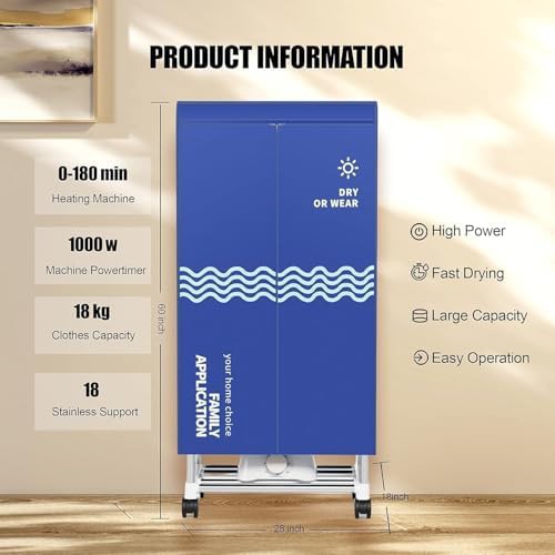 Blue portable electric drying wardrobe — photo 3
