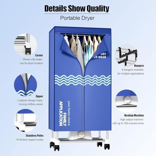 Blue portable electric drying wardrobe — photo 5