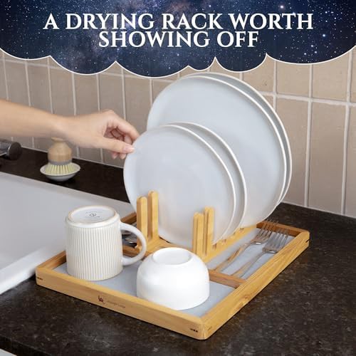 Bamboo and teak stone base dish rack — photo 4
