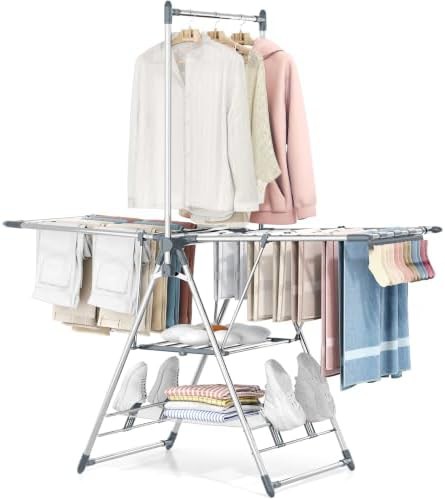 Three tier rack with high hanger bar