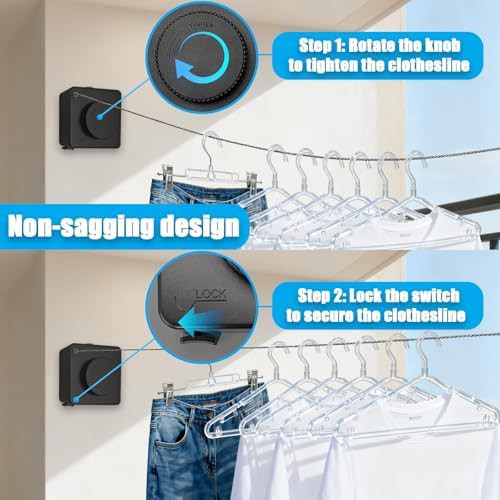 Black stainless steel retractable clothesline — photo 4