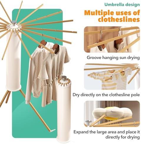 Wooden tripod umbrella drying rack — photo 4