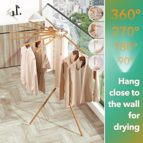 Wooden tripod umbrella drying rack — photo 5
