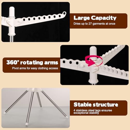 Rotatable folding laundry tree with hanging holes — photo 4